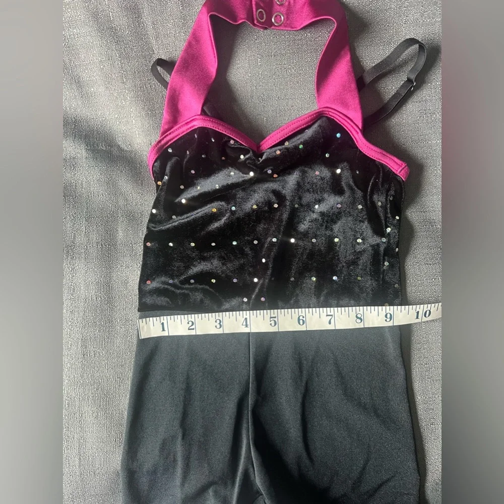 Weissman Hip Hop girl halter black leotard sparkle sequins size SC